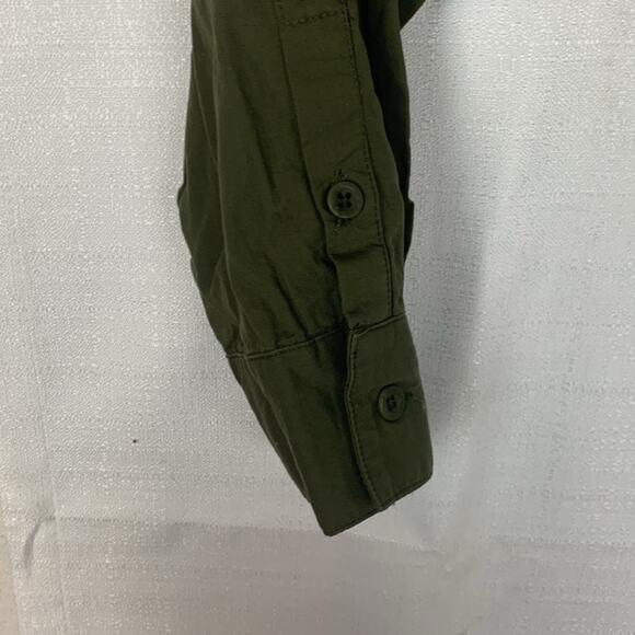 Vetta women's XL army green crop button up faux casual avant casual over lay - Picture 6 of 7